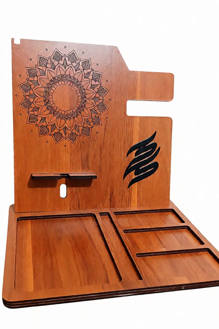 هولدر چندکاره لوکس با طرح ماندلا حکاکی شده – ام دی اف 3 میل طرح چوب
